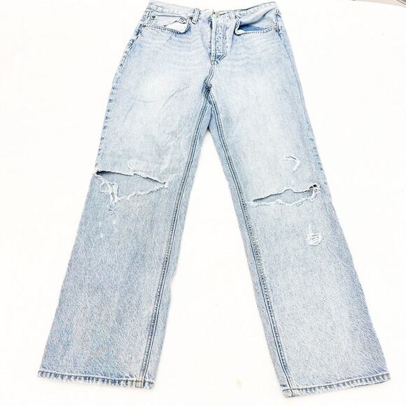 Denim Forum The Joni HIgh Rise Loose 29L Light Wash Ripped Denim Jeans Size 28 - Picture 2 of 9